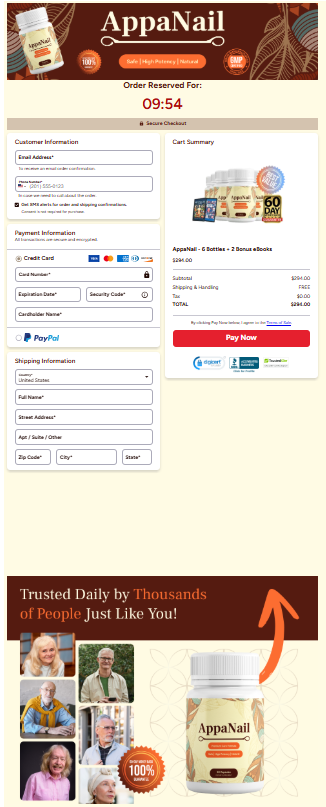 AppaNail Secured order page